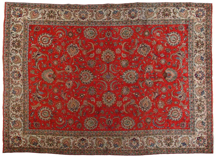 Appraisal: GHARAJEH ORIENTAL ROOM SIZE RUG Red rectangular field having vine