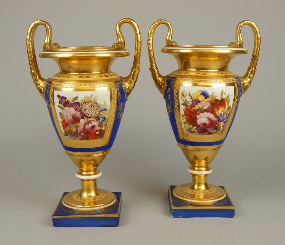 Appraisal: A pair of thC Paris porcelain two handled vases each