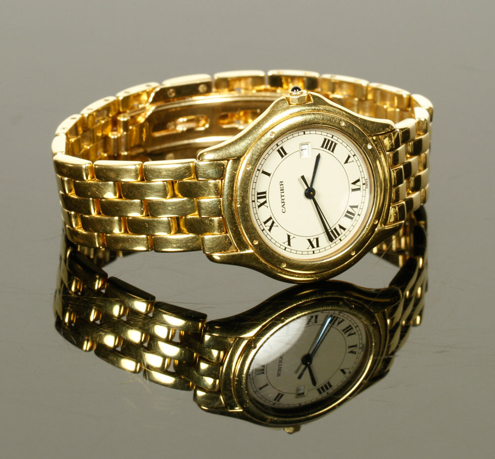 Appraisal: - Men's Cartier K Gold Wristwatch Men's Cartier K yellow