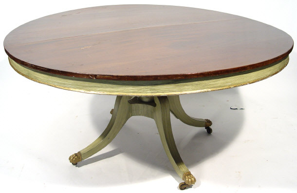 Appraisal: th Century circular mahogany pedestal dining table with later painted