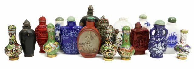 Appraisal: lot of Chinese snuff bottles including cinnabar cloisonne enamel one