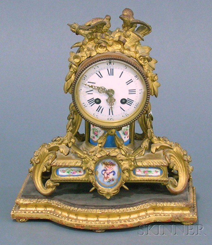 Appraisal: Louis XV Style Bronze and Paris Porcelain Mounted Mantel Clock