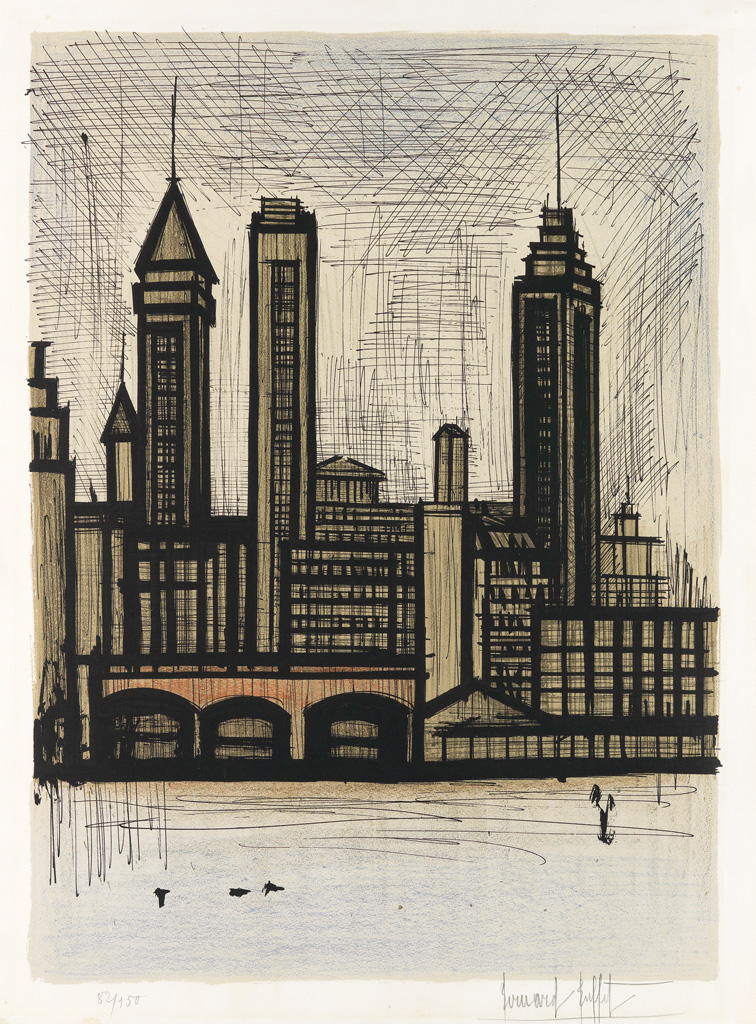 Appraisal: BERNARD BUFFET Bank Street New York Color lithograph x mm