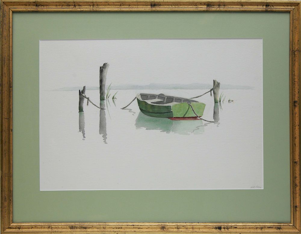 Appraisal: Doris and Richard Beer Watercolor on Paper Lone Green Dory