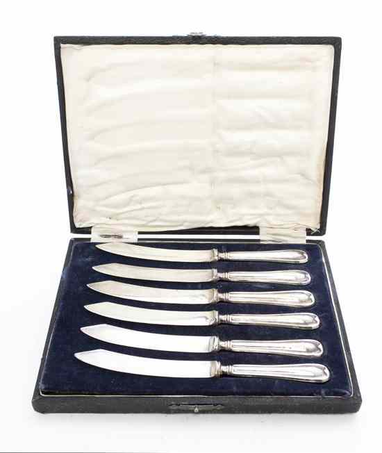 Appraisal: A Set of Six George V Silver Fruit Knives Yates