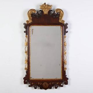 Appraisal: Nice Chippendale parcel gilt mahogany mirror th c broken swan's