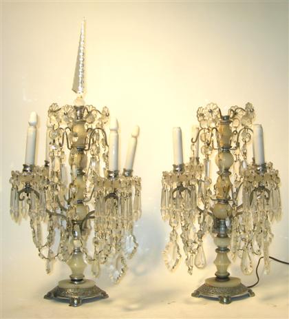 Appraisal: A pair of five light crystal prism table lamps styled