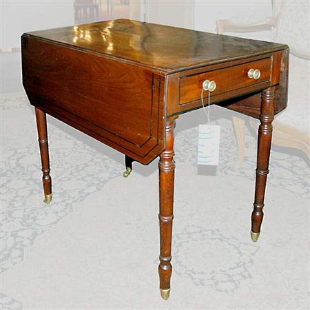 Appraisal: Regency Ebony Banded Mahogany Pembroke Table Estimate -