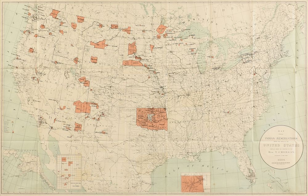 Appraisal: AN ANTIQUE MAP Map showing Indian Reservations within the limits