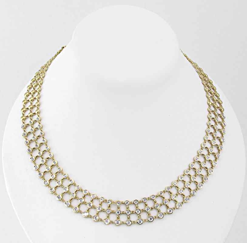 Appraisal: ROWS OF DIAMONDS LATTICE STYLE K GOLD DIAMOND NECKLACE K