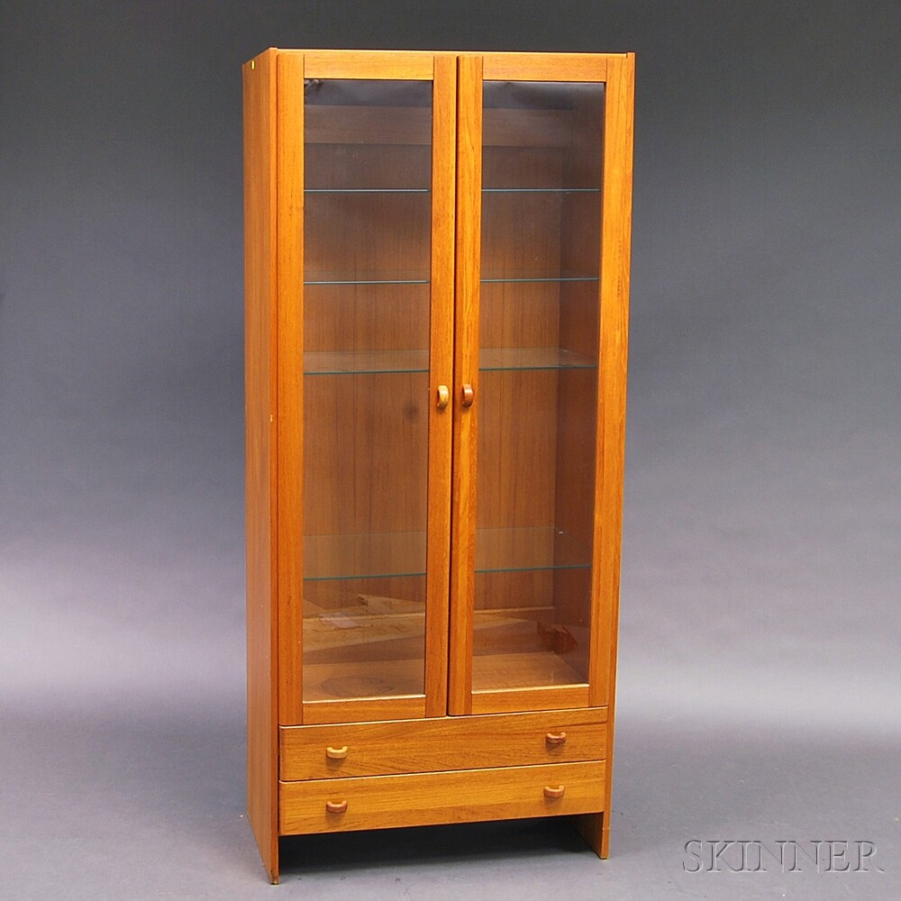 Appraisal: Danish Mid-century Modern Glazed Two-door Cabinet the two doors opening