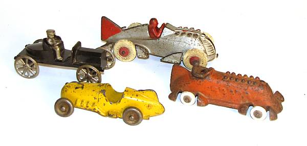 Appraisal: Cast iron racecars Lot includes American racers by Hubley Champion