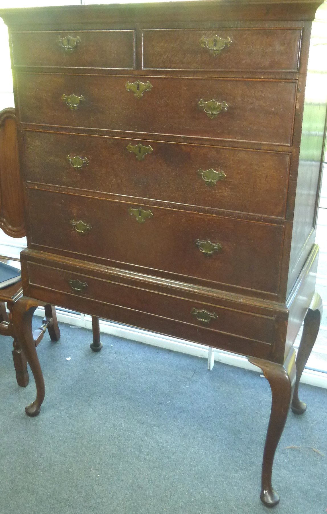 Appraisal: A George II oak chest on stand circa with moulded