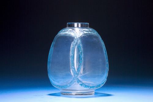 Appraisal: R LALIQUE Vase Guirlande De Roses clear and frosted with