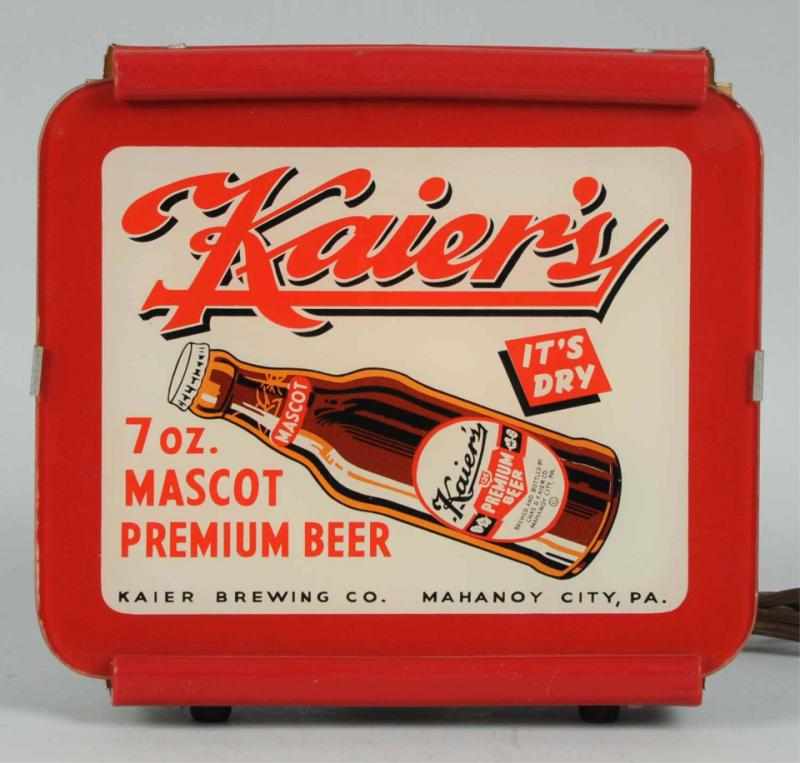 Appraisal: Kaier's Beer Bottle Light Up Sign Light wear and minor