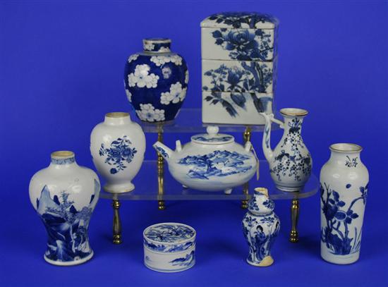 Appraisal: COLLECTION OF NINE CHINESE BLUE AND WHITE WARES Kangxi and