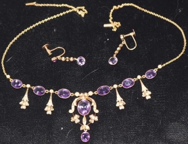 Appraisal: PIECE SET TO INCLUDE KT GOLD NECKLACE WITHMATCHING SCREW BACK