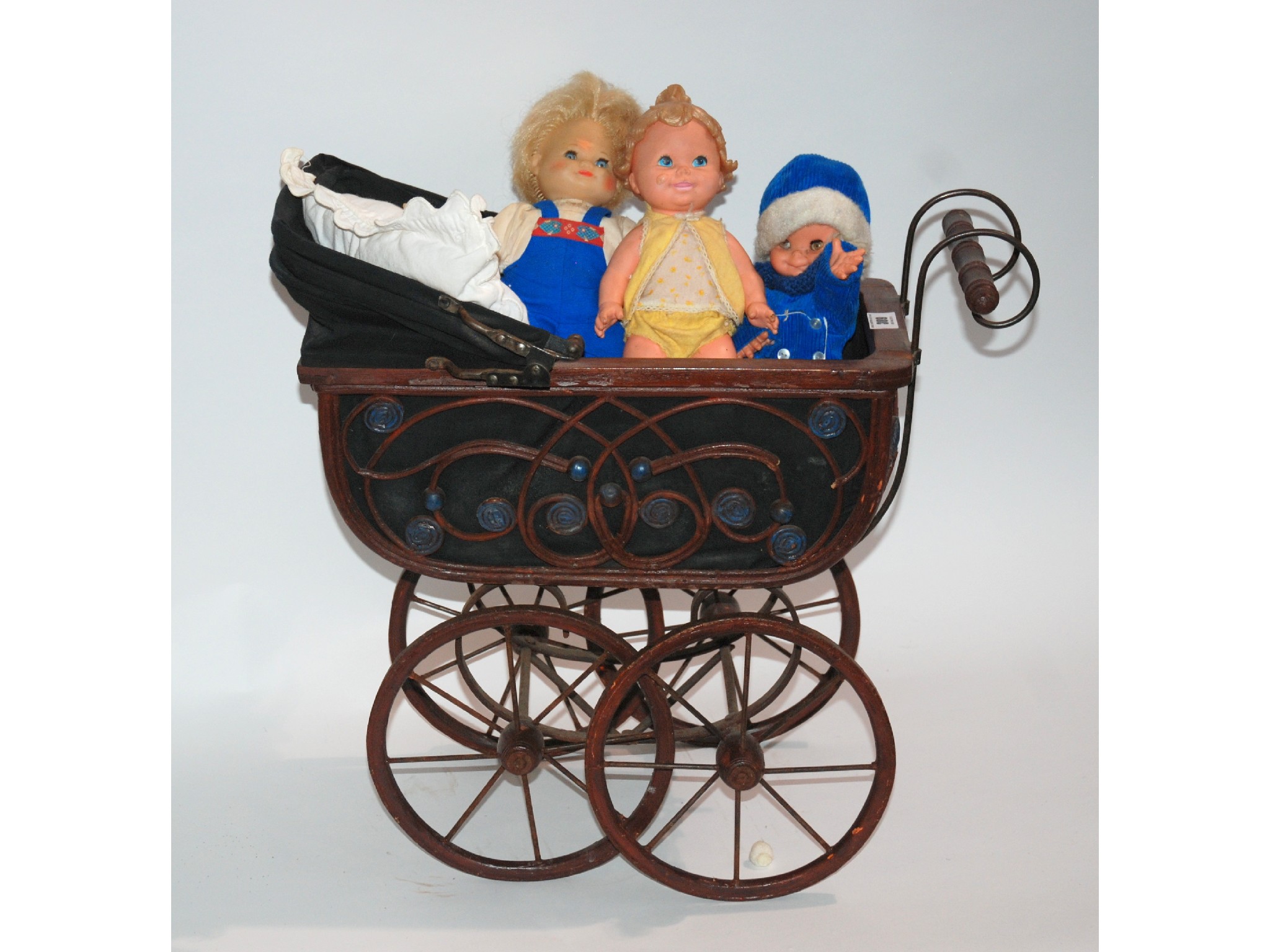 Appraisal: Two doll prams and three various dolls