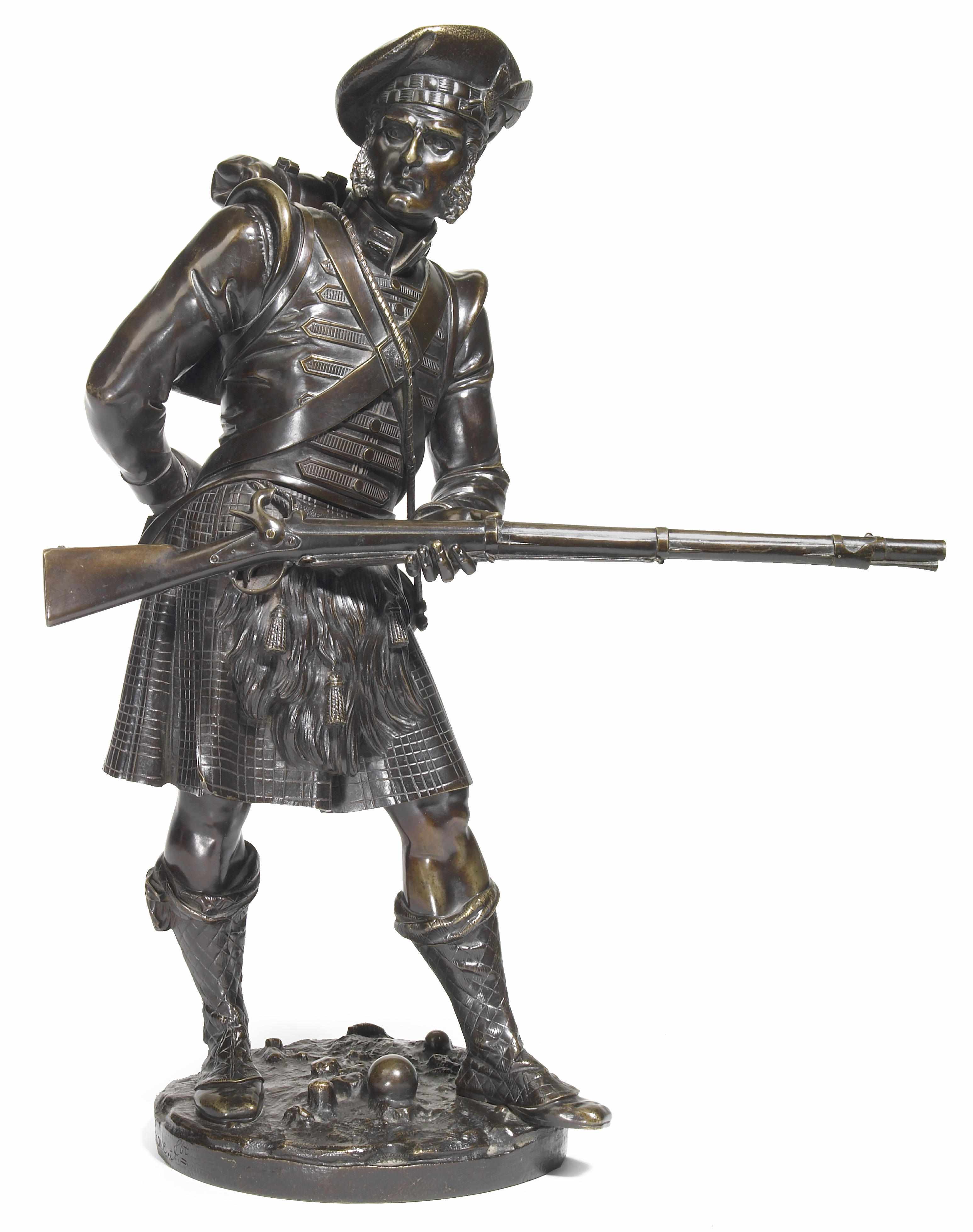 Appraisal: A French patinated bronze figure of a Scotsman after a