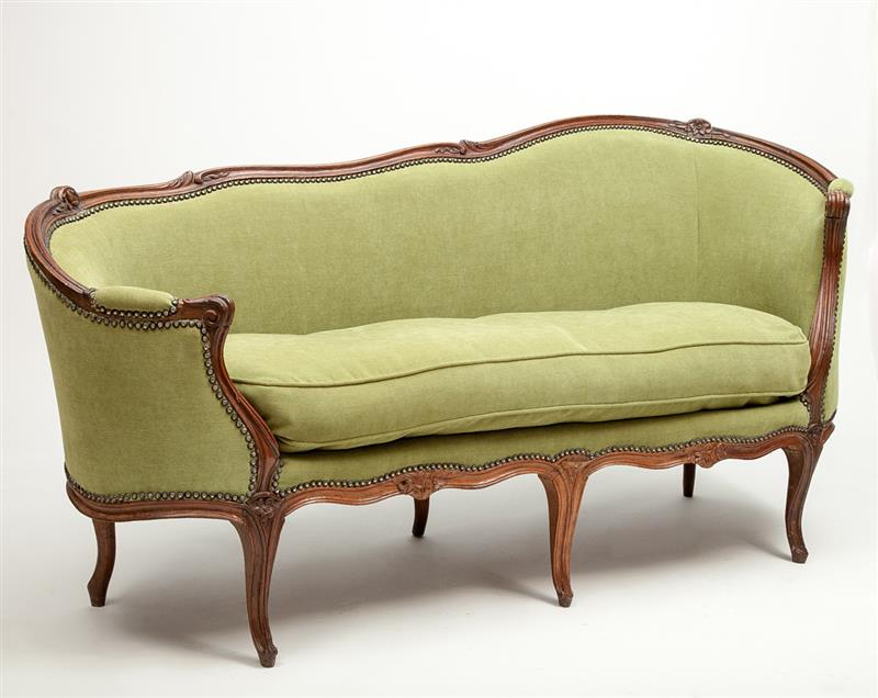 Appraisal: Louis XV Provincial Carved Walnut Canap en Corbeille in x