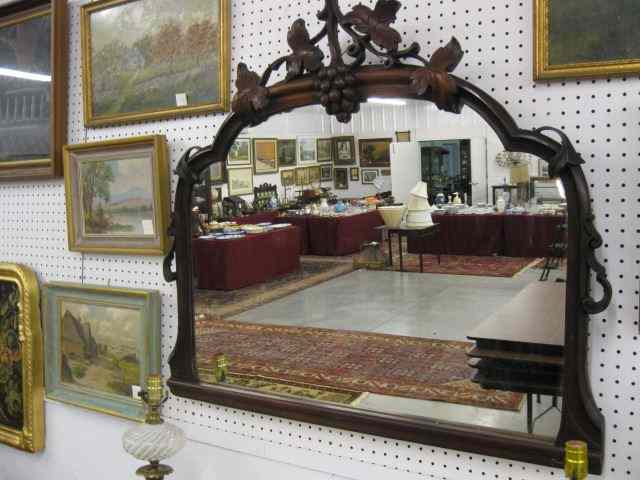 Appraisal: th Century Carved Mirror grape cluster vine decor approx ''