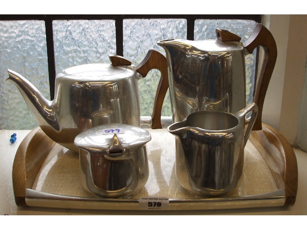 Appraisal: Four piece Picquot Ware teaset on tray