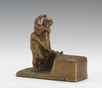 Appraisal: Peter Tereszczuk Austrian - Cast bronze inkwell with brown patina