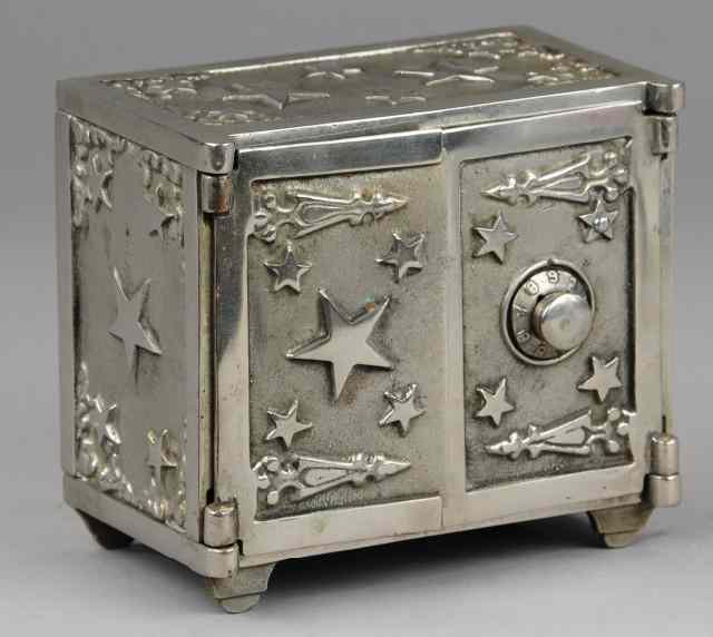 Appraisal: DOUBLE DOOR STAR SAFE STILL BANK Shimer c nickel finish