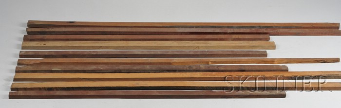 Appraisal: Ten Rectangular Pernambuco Violin and Viola Bow Blanks lengths to