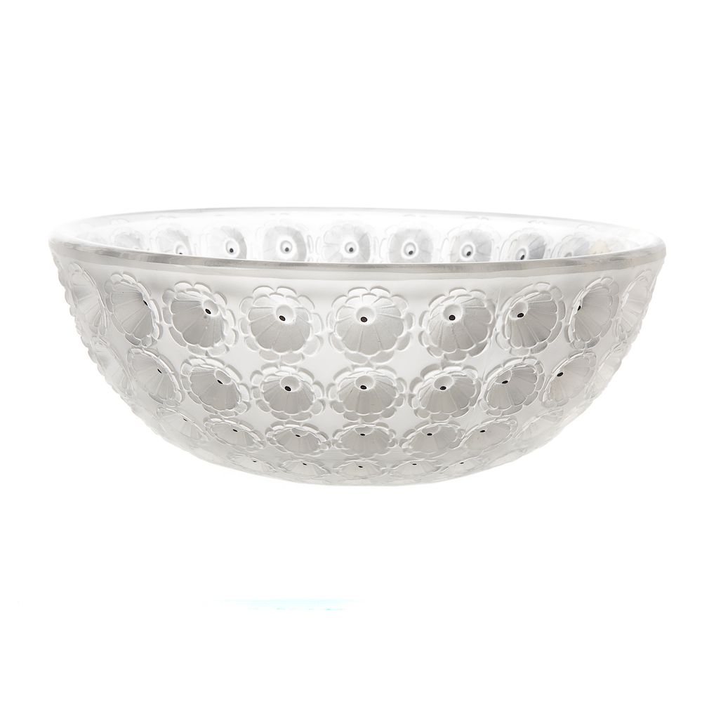 Appraisal: Lalique Partially Frosted Crystal Nemours Bowl inscribed Lalique France in