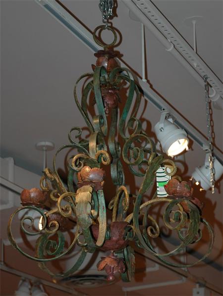 Appraisal: Scrolled and Painted Iron Six-Light Chandelier Estimate -