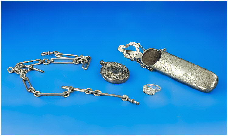 Appraisal: Small Collection Of Silver Items Comprising A Silver Double Albert