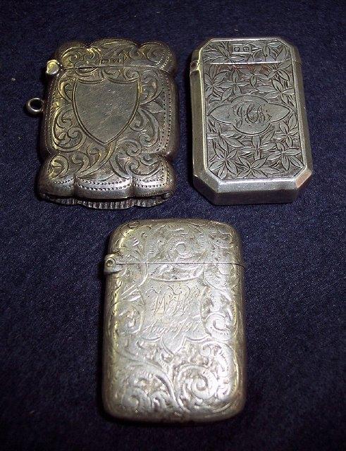 Appraisal: Three engraved vesta cases all Birmingham and