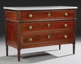 Appraisal: French Louis XVI Style Carved Mahogany Marble Top Commode early