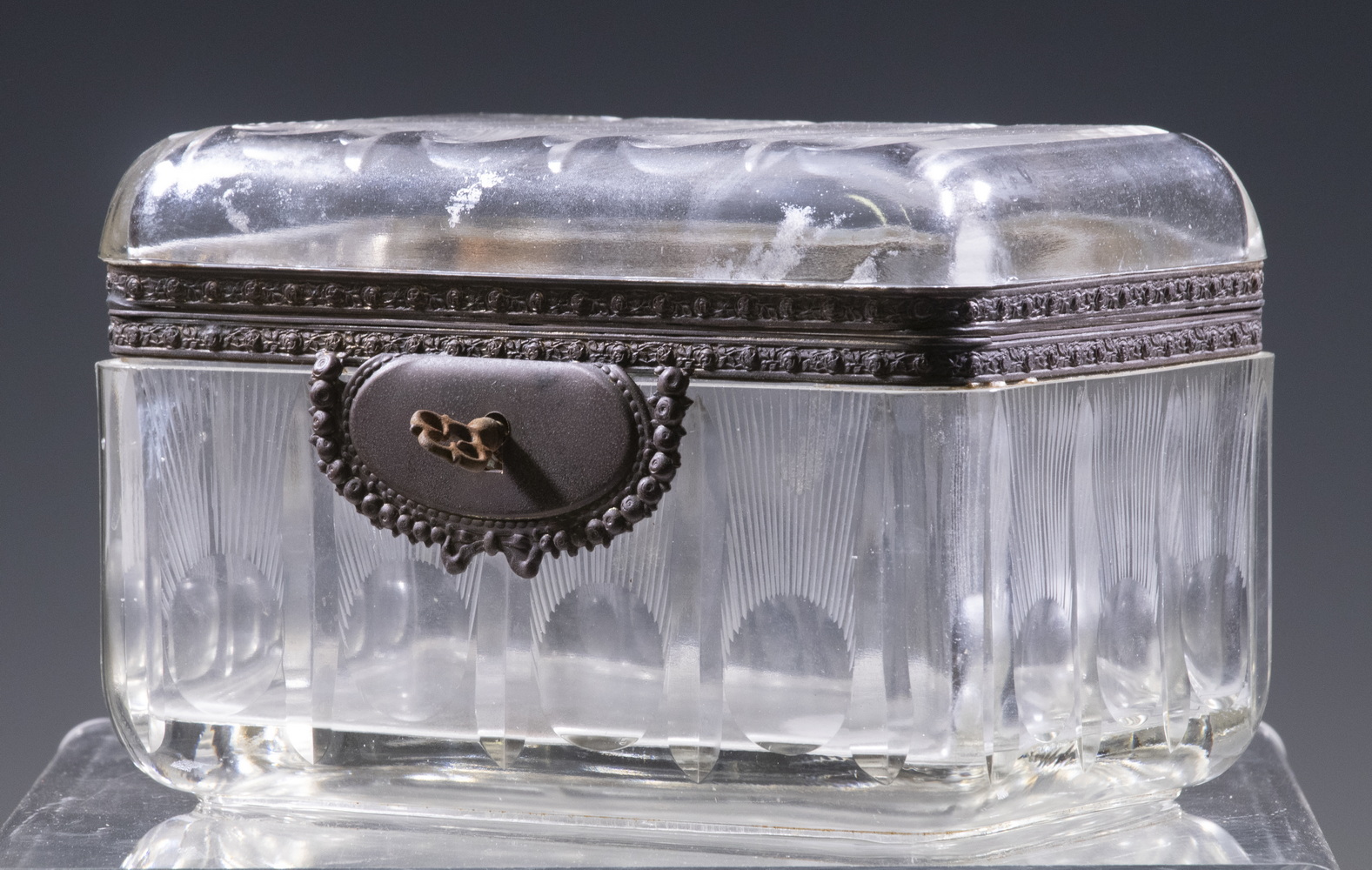 Appraisal: FRENCH CUT CRYSTAL JEWEL BOX Late th c Bronze Mounted