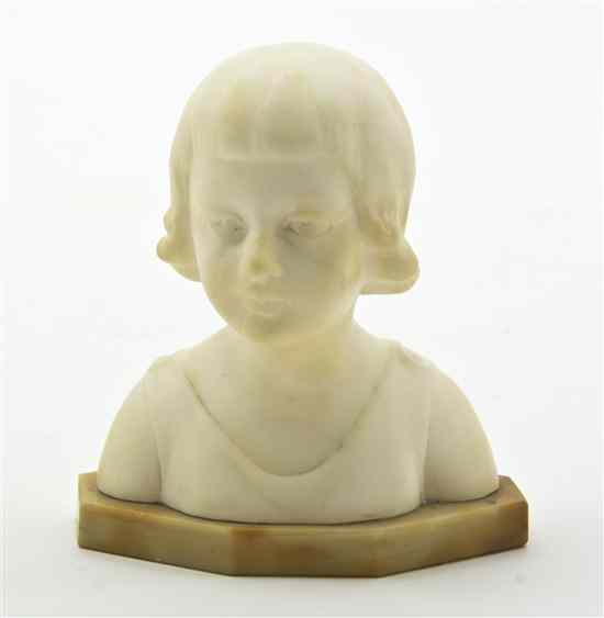 Appraisal: A Continental Alabaster Bust depicting a youth set on an