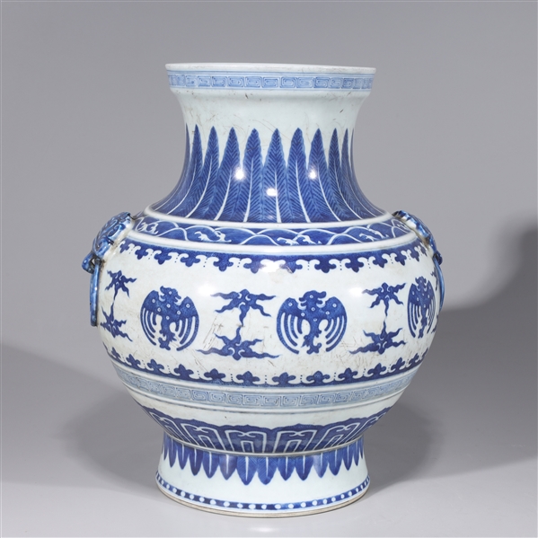 Appraisal: Chinese porcelain blue and white vase with bird designs some