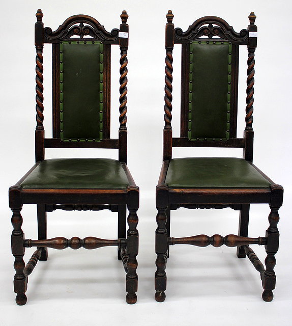 Appraisal: A SET OF SIX OAK DINING CHAIRS with barley twist