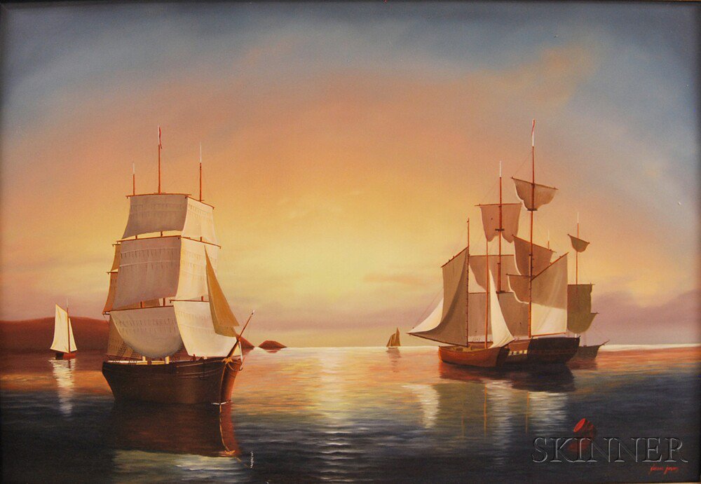 Appraisal: Jerome Howes American b Sailing Ships at Sea Signed l