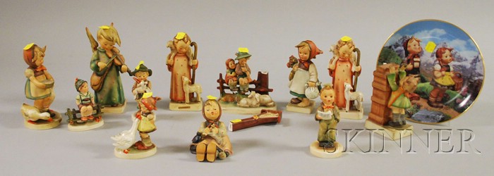 Appraisal: Twelve Hummel Ceramic Figures and a Plate to ht in