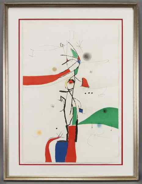 Appraisal: Joan Miro ''Demi-Mondaine a sa fenetre'' etchingand aquatint with handcoloring