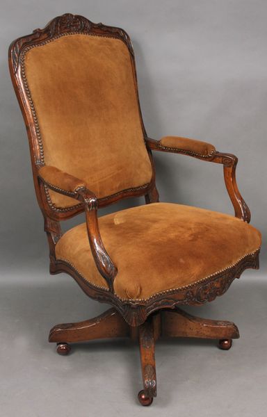 Appraisal: th Century Continental-style carved upholstered desk chair h x w