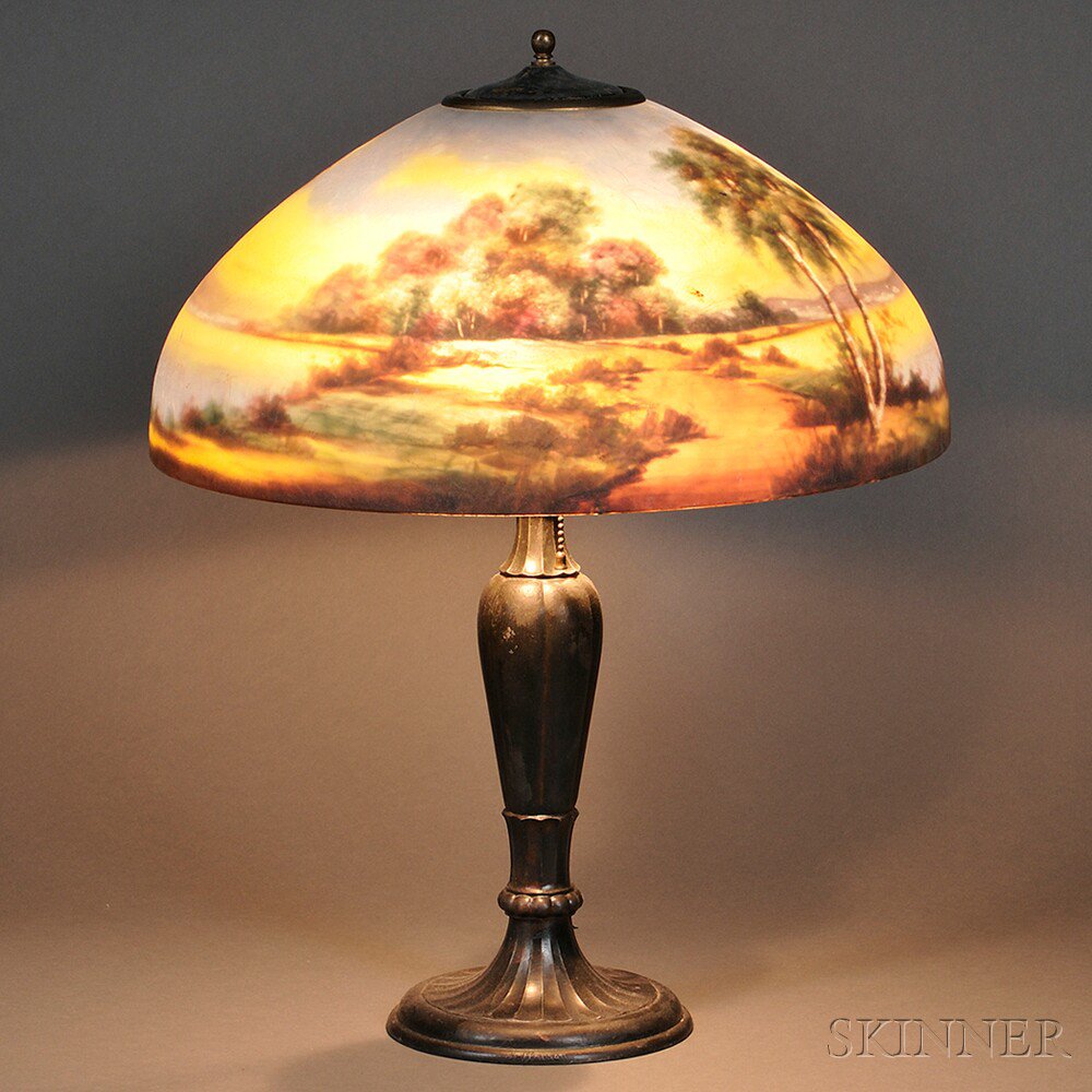 Appraisal: Jefferson Reverse-painted Table Lamp Chicago Illinois early th century the