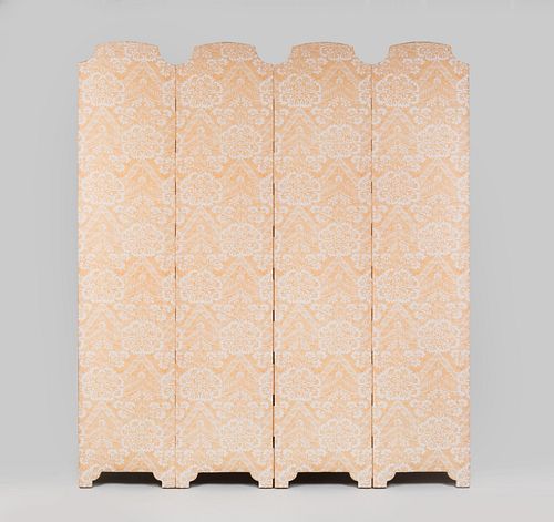 Appraisal: FOUR PANEL FLORAL FABRIC COVERED SCREEN ft in x in