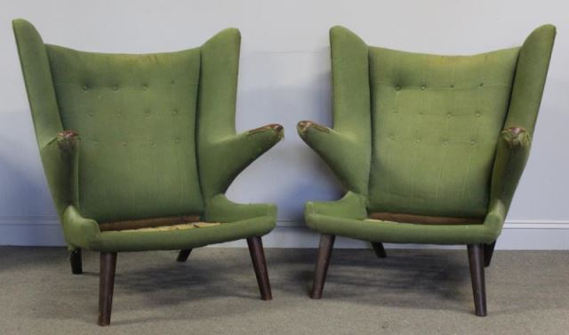 Appraisal: Midcentury Pair of Hans Wegner Papa Bear Chairs Pair of