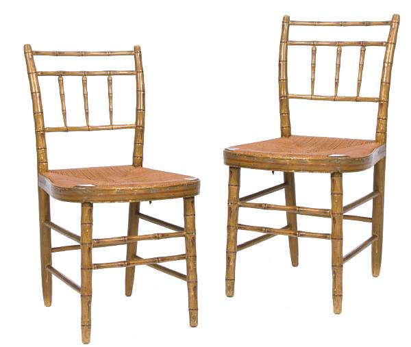 Appraisal: A set of five th century provincial rush seat chairs