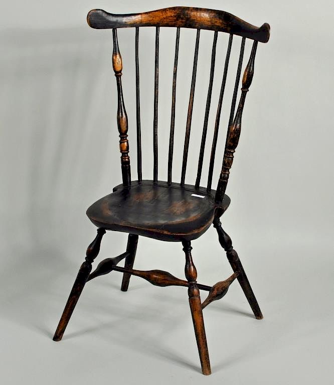 Appraisal: Seven Spindle Fan Back Windsor Side Chair Seven spindle fan