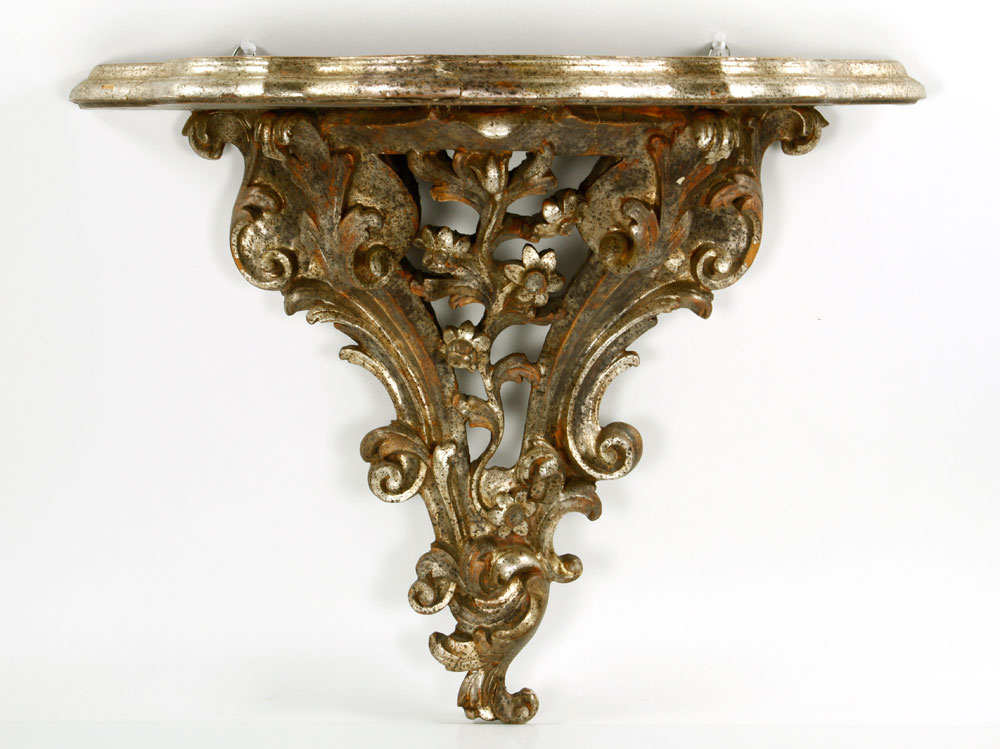 Appraisal: - Italian Silver Gilt Carved Bracket Shelf Italian bracket shelf