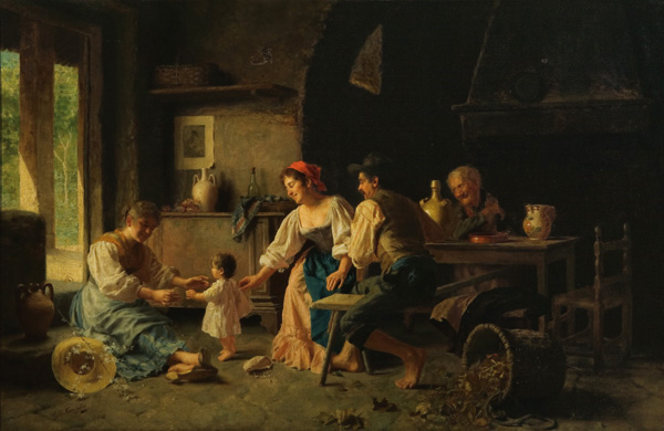 Appraisal: TORRIGLIA GIOVANNI BATTISTA Italian - A Family Event oil on