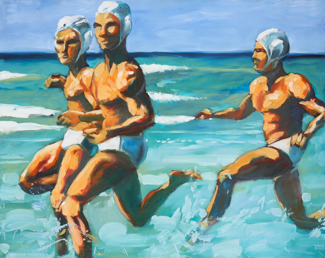 Appraisal: PAINTING RICHARD MERCHAN Richard Merchan Venezuelan b Men Running on